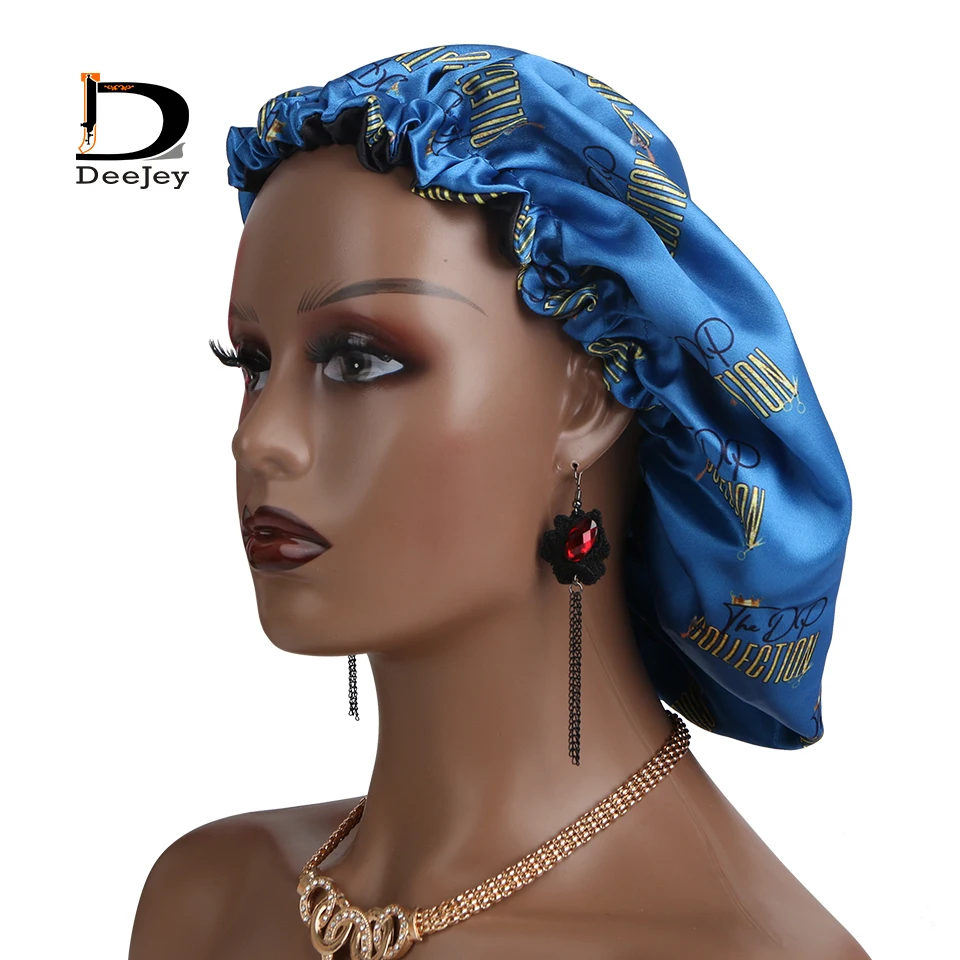 Low MOQ Customize Logo Fashion Silk Satin Hair Bonnets Sleeping Adjustable Night Silk Turban for Women
