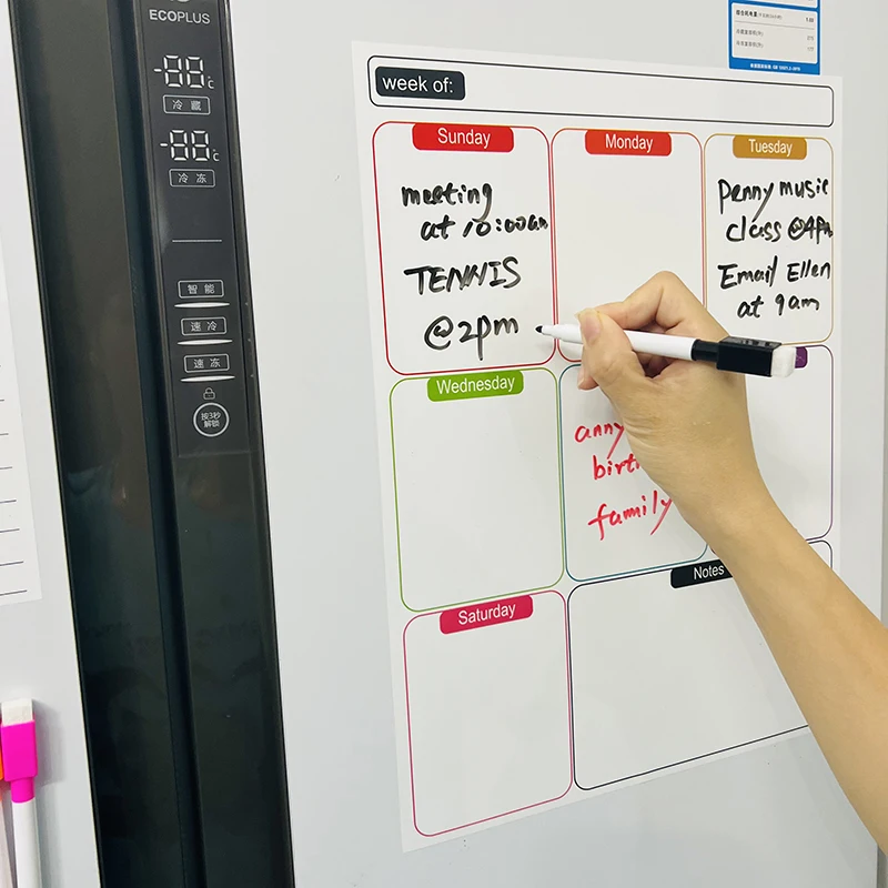Wholesale self adhesive Weekly Monthly Schedules Fridge Table Dry Erase Whiteboard