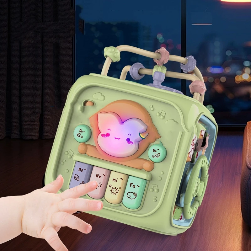 2024 hot sale 7 in 1 montessori sorter toy baby early educational toys silicone colorful multifunctional activity cube for baby