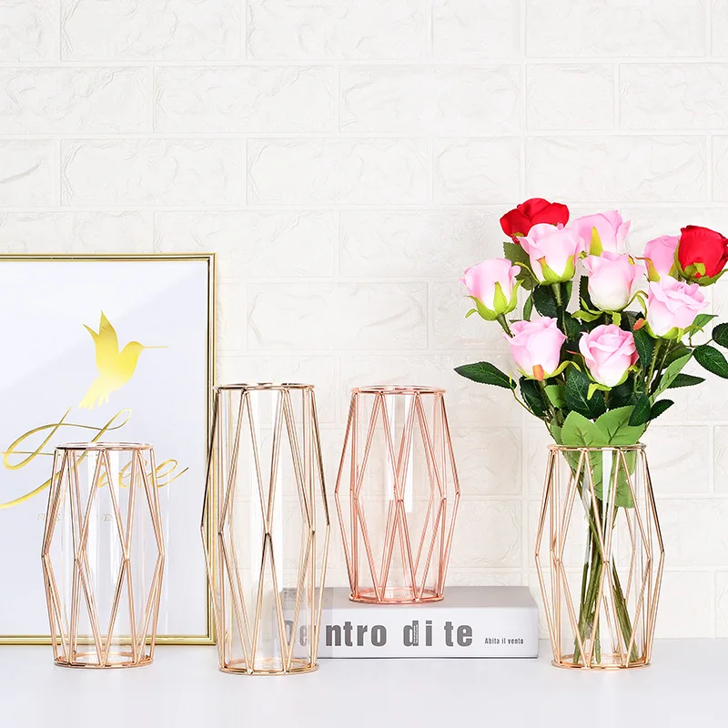 Flower Vase Tall Home Decor Simple Gold  flower vase Metal Steel Stainless Decor Design