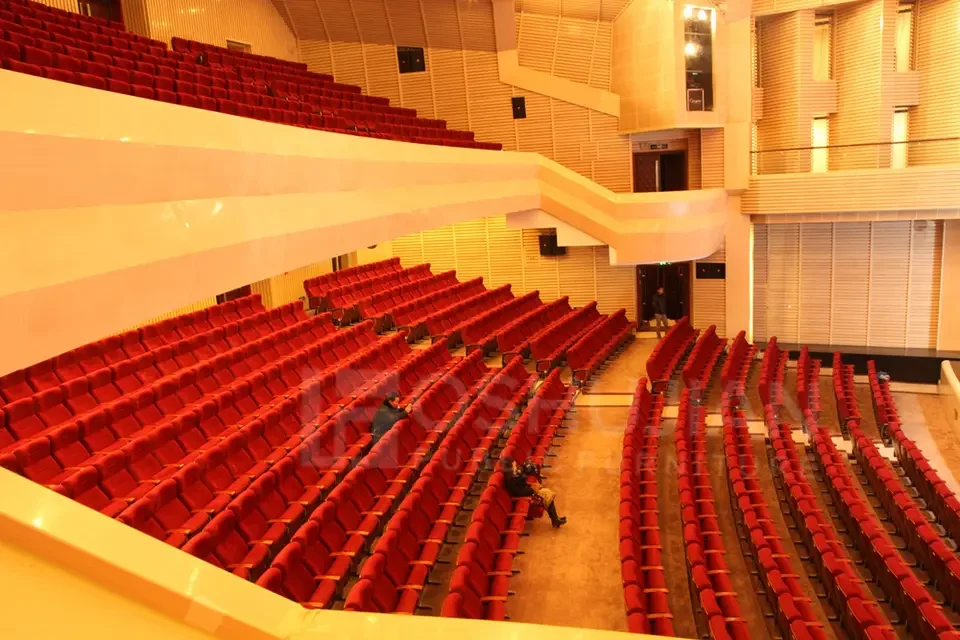 Oshjian commercial cinema hall school  folding seating auditorium chair with writing pad