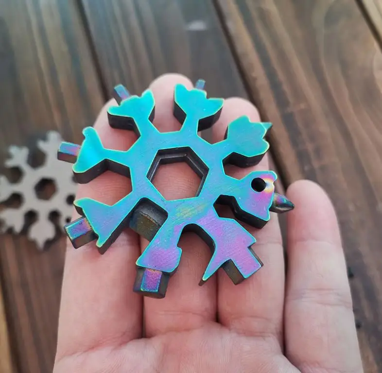 2023 hot selling 18 in 1 combination multi functional hex universal wrench snowflake wrench with key ring