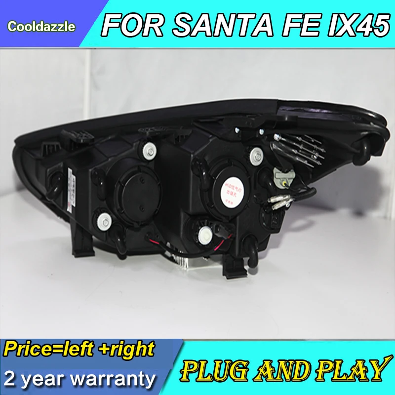 FOR  Hyundai New Santa IX45 LED Strip Head Light with Bi Xenon Projector Lens  2013-2014 Year TLZ