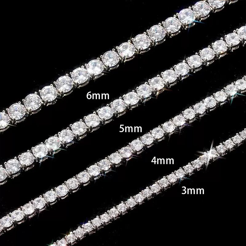 Pass Diamond Tester 925 Silver Hip Hop Gold Plated Fine Jewelry Necklaces Moissanite Tennis Chains Bling Iced Out GRA Certified