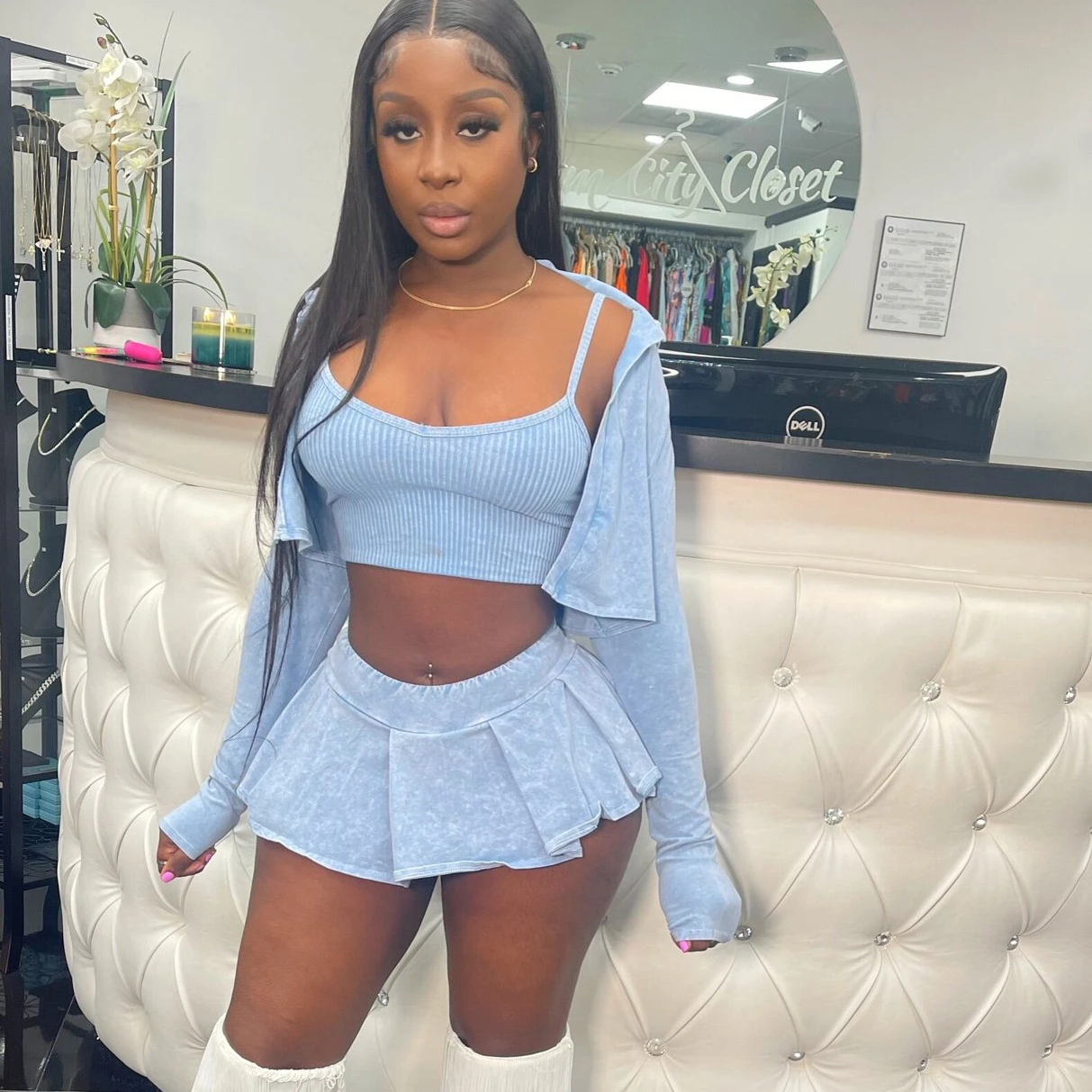 New Fashion Women Three Piece Sets Elegant Sexy Outfits Sleeveless Top&High Waist Skirt Set 2024 Summer Casual Female Suit