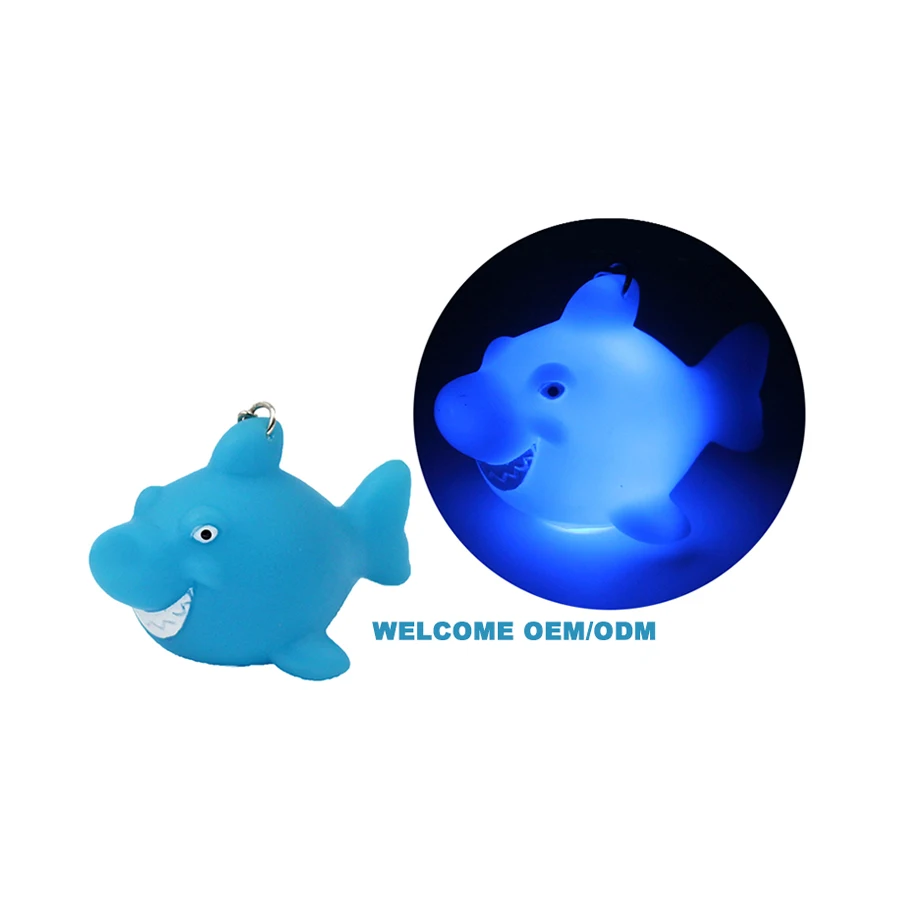 Manufacturer Custom PVC Keychain LED Lighted Toy Keychain Shark Soft Toy OEM