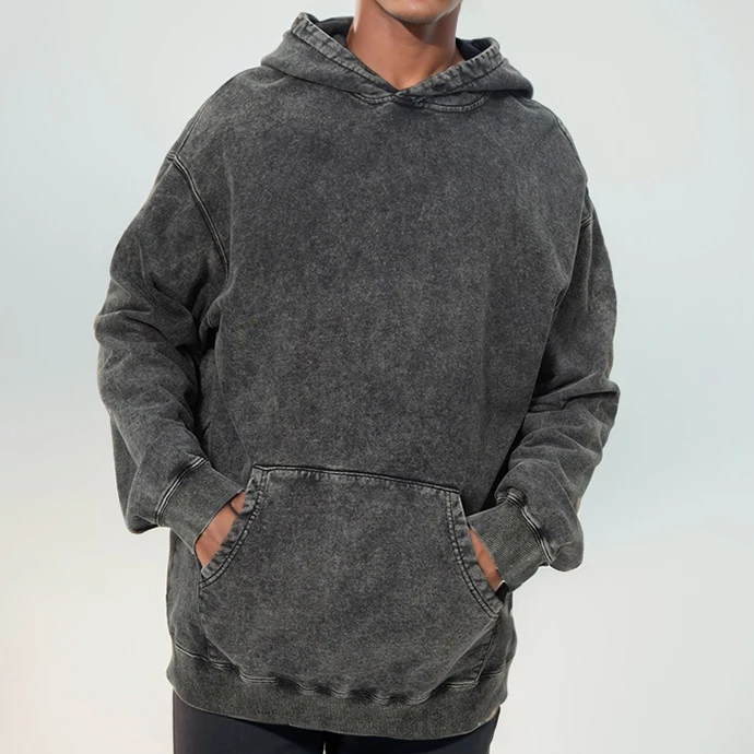 Plus Size 420gsm Heavyweight Custom Oversized Men Acid Wash Hoodies Vintage Plain Hoodies
