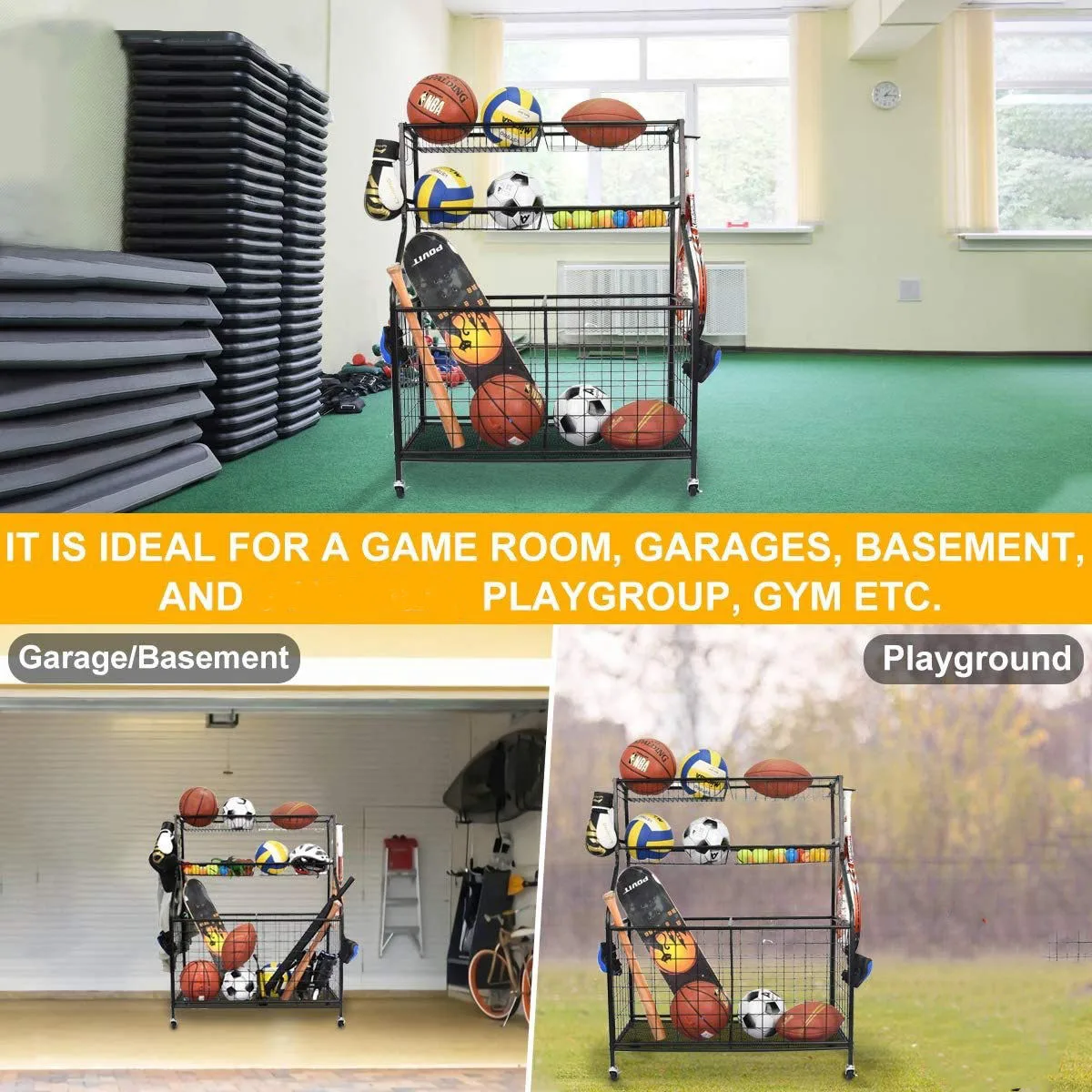 Manufacturer Direct Sales Sports Products Storage Rack Basketball Football Rugby Storage Basket Sports Items Sorting Car