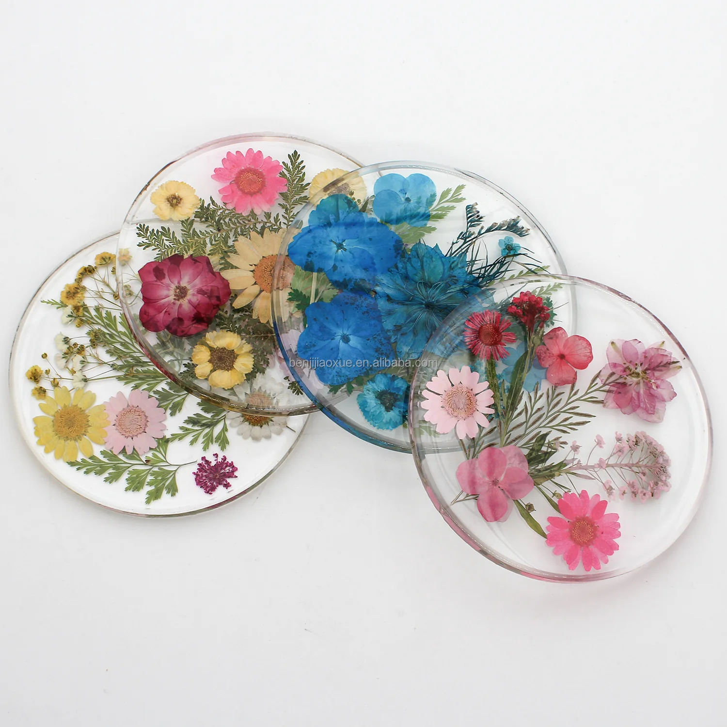 Transparent crafts plant preservation in resin custom logo epoxy resin flower resin coasters dried flower coaster