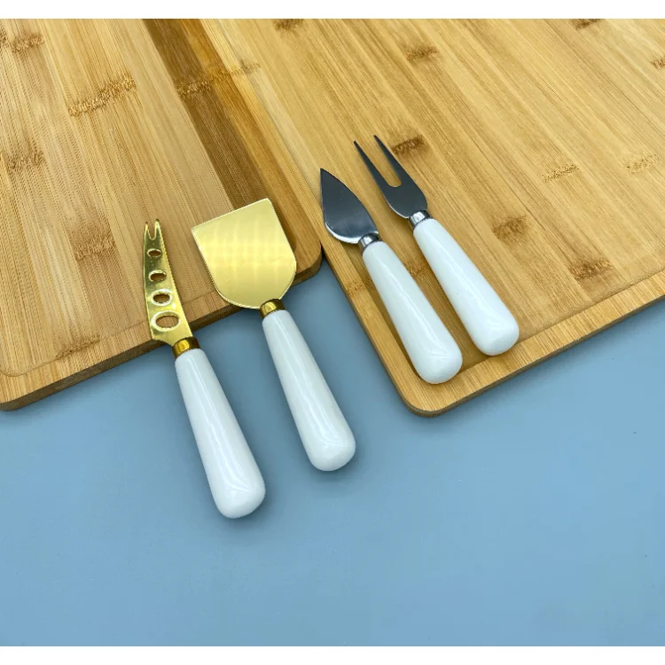 5 Pcs Custom Brand Burnish Hard Wholesale Set Of Kitchen Cheese Knife With Black Gift Box