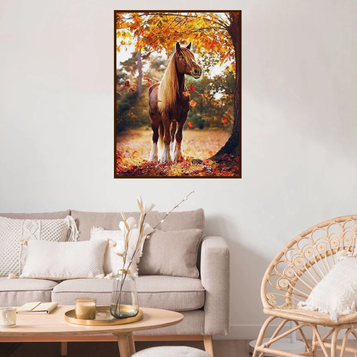 Factory Diamond Painting Horse tree animal Wall Arts Painting 5d Mosaic Paintings