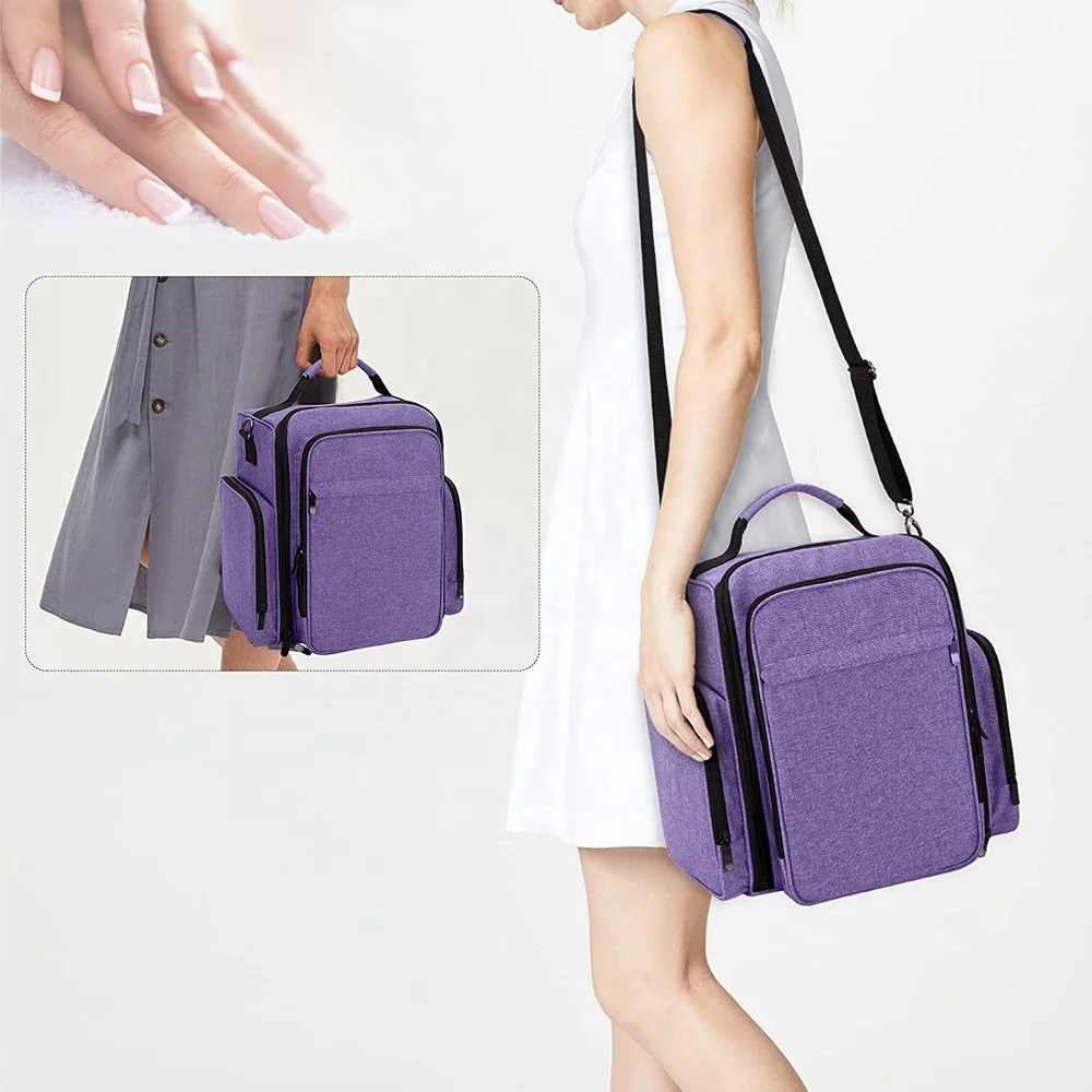 Factory Custom Salon Nails Bag Large Capacity Carrying Cosmetic Bag 48 Bottles Nail Polish Organizer Essential Nail Polish Bags