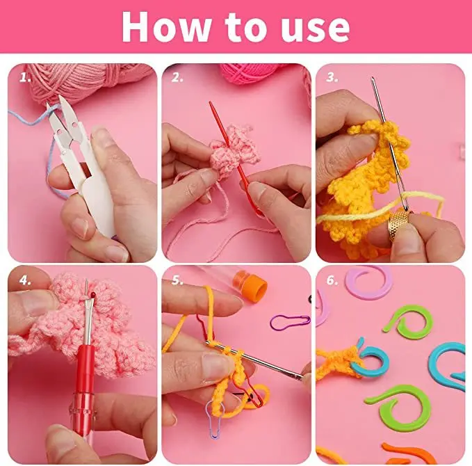 127 Piece Crochet Kit with Crochet Hooks Yarn Set -Beginner Crochet Complete Tools DIY Hand Knitting Sewing Kit