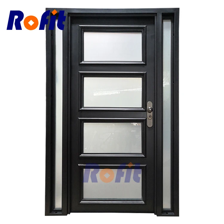 Customizable Luxury Modern Handcrafted Residential Wrought Iron Single Entrance Door for Villa Apartments