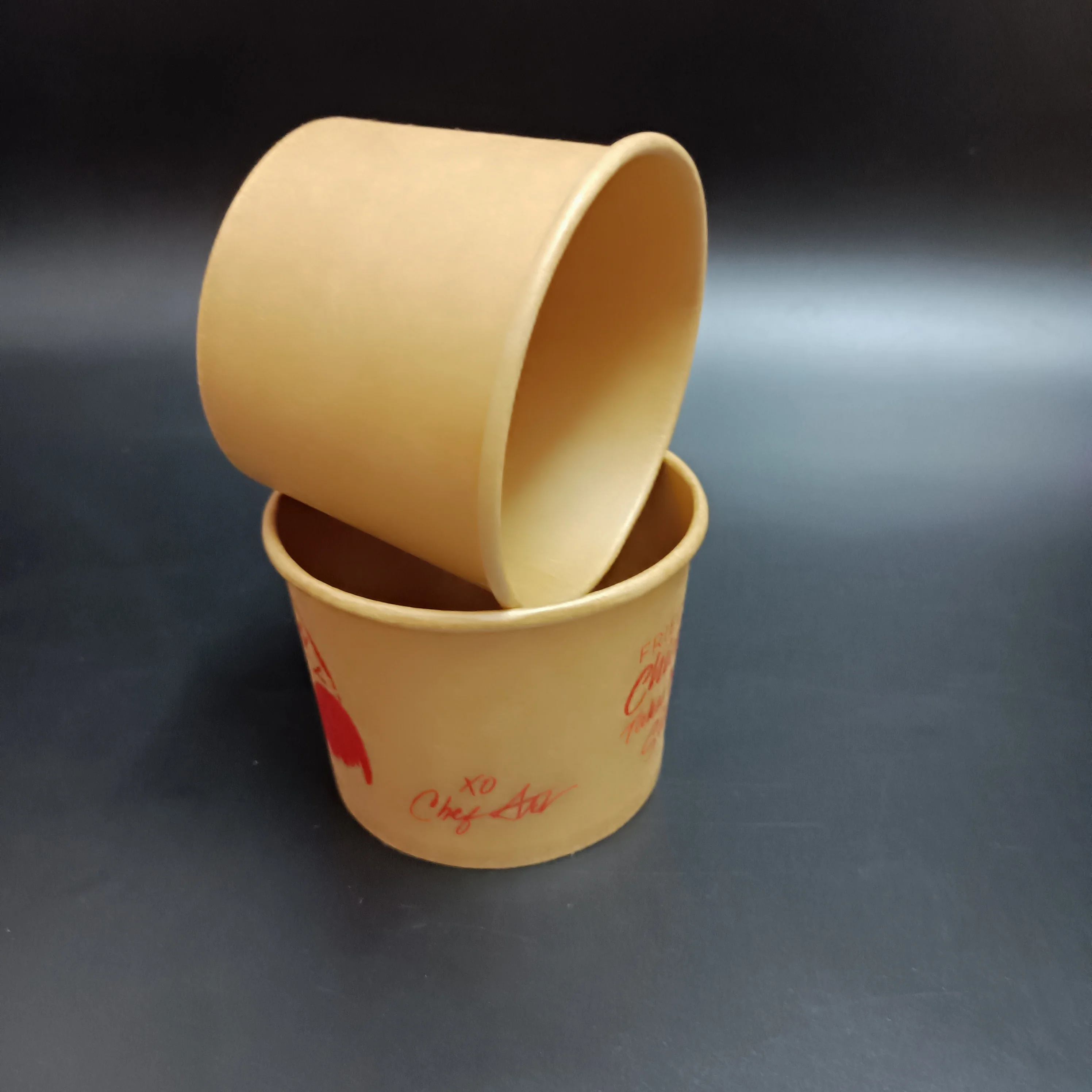 SP1687 Custom disposable hot soup bowls take away kraft paper fast food soup cup with PP Lid deli container for noodle