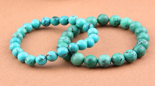 Браслеты из бисера 10 мм с натуральными голубыми бирюзовыми драгоценными бусинами