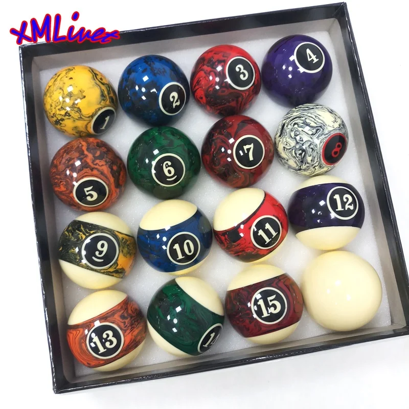 Xmlivet 50.8mm Marble Billiards Pool Balls High quality Complete Set Latest Nine-Ball Balls Billiards accessories