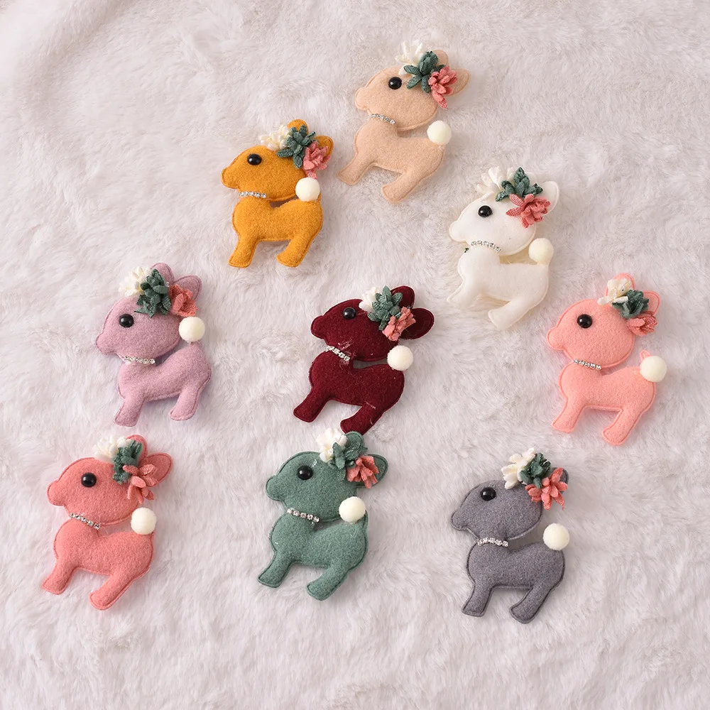 Kids Hair Clips Accessories Plush Rabbit Fabric Sewing Patch Hairpin Decoration Cloth DIY Scrapbooking Applique