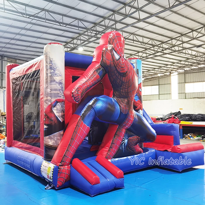 Commercial Moonwalk Playground Spiderman Bouncy Castle Bounce House Fun Jumping Castle Inflatable Slide With Pool For Kids