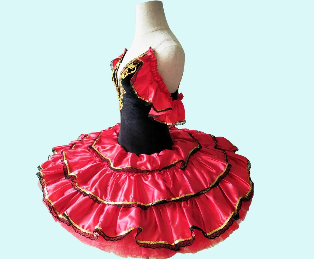 New ballet tutu skirt for spanish ballet costum  black red tutu costum Professional ballet.New--29