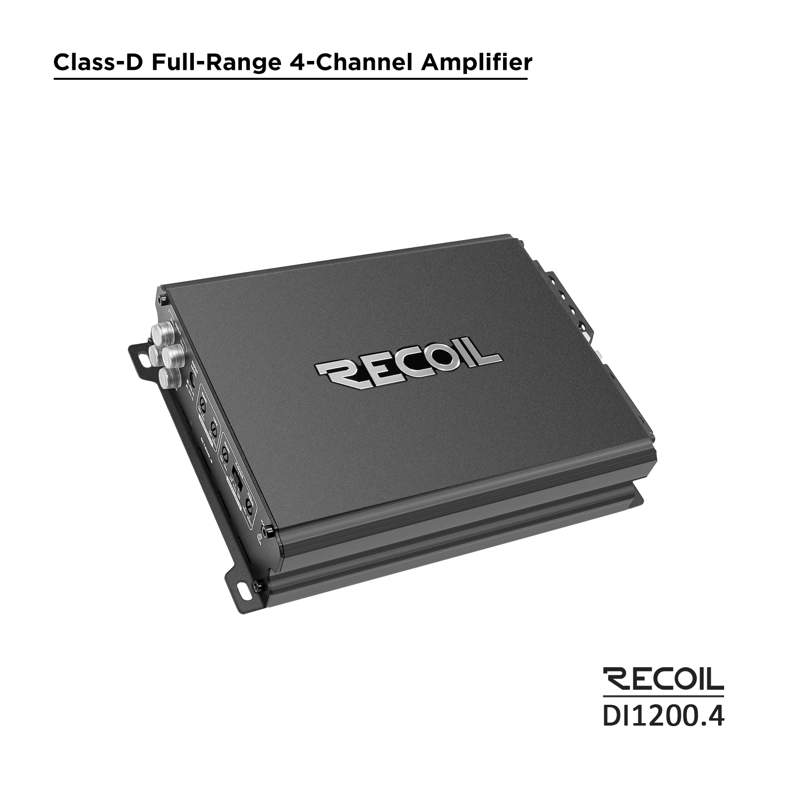 DI1200.4 Full-Range Class-D 4-Channel Car Audio Amplifier, 2,400 Watts, 2-4 Ohm Stable, MOSFET Power Supply, Bridgeable