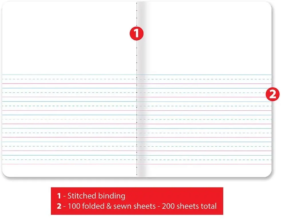 Custom 12 Pack Dotted Line Wide Ruled Composition Book Daily Journal Children Notebooks for Primary Students