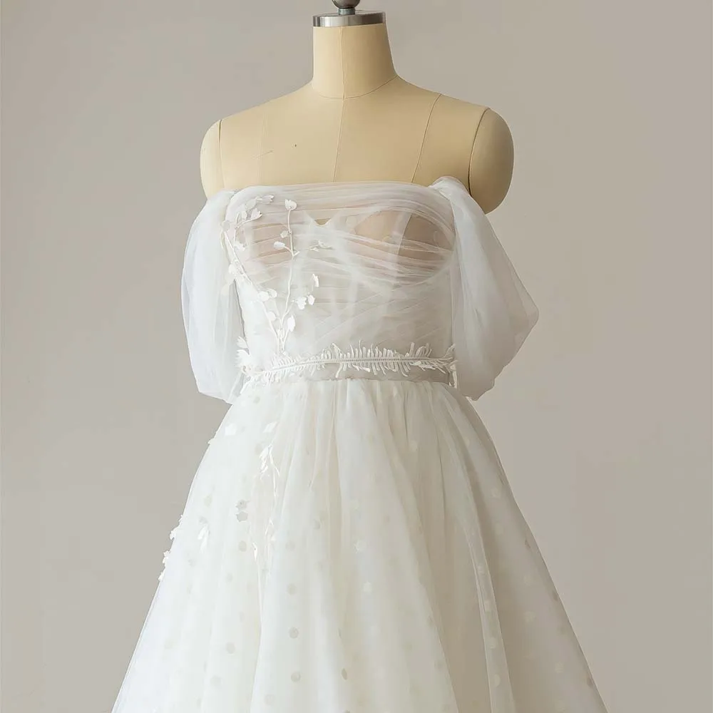 Off Shoulder Graceful Lace Strapless Bridal Gowns Wedding Dress Jancember RL230-2