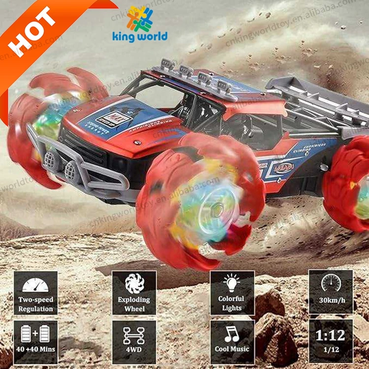 1/12 Explosion Wheel Alloy RC Climbing Car Toy Off-road Remote Control Climber With Music High Speed Radio Control Stunt Car Toy
