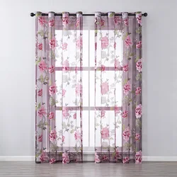 Cheap Price Hot Sell Printed Sheer Floral Curtains Butterfly Sheer Window Curtains Woven 100% Polyester Modern Grommet Rope