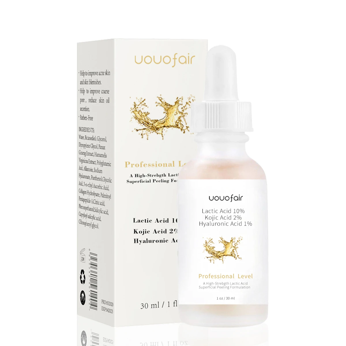 Private Label Custom Dark Spot Remover Skin Whitening Face Serum Lactic Acid Serum with Arbutin  Kojic Acid Niacinamide