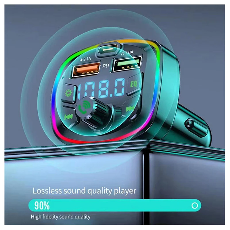 Car Wireless Handsfree Call Audio Receiver Auto TF U Disk MP3 Player USB Fast Charger FM Transmitter Universal Adapter