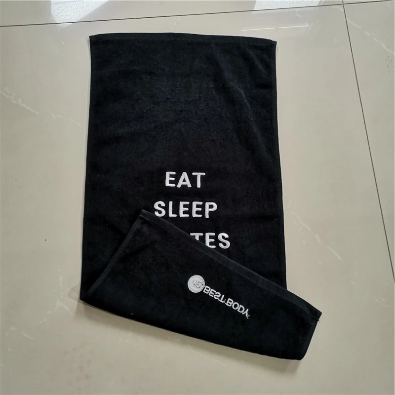Customized 100% Cotton Sports Gym Fitness Towel sport towel black