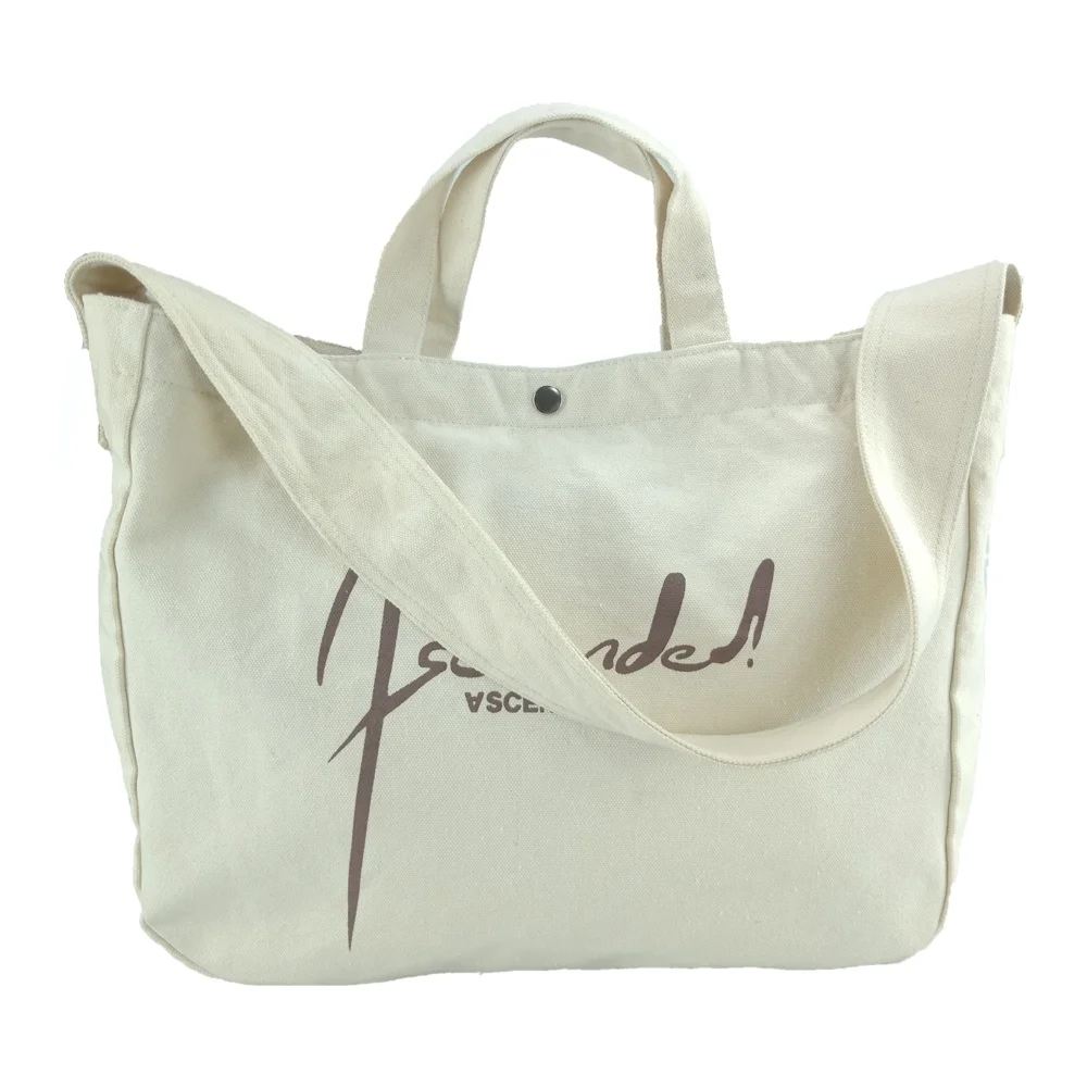 Handled ECO Shopping Cotton Canvas Bag Ladies Shoulder Bag Extra Large Capacity Reusable Cotton Canvas Beach Korean Tote Bag