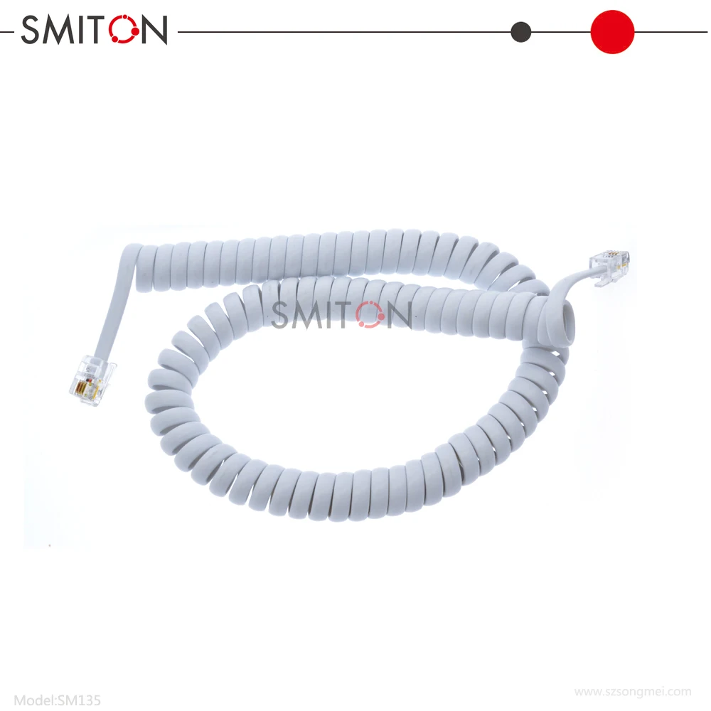 Настроенный черный белый RJ9 RJ10 26AWG спиральный кабель
