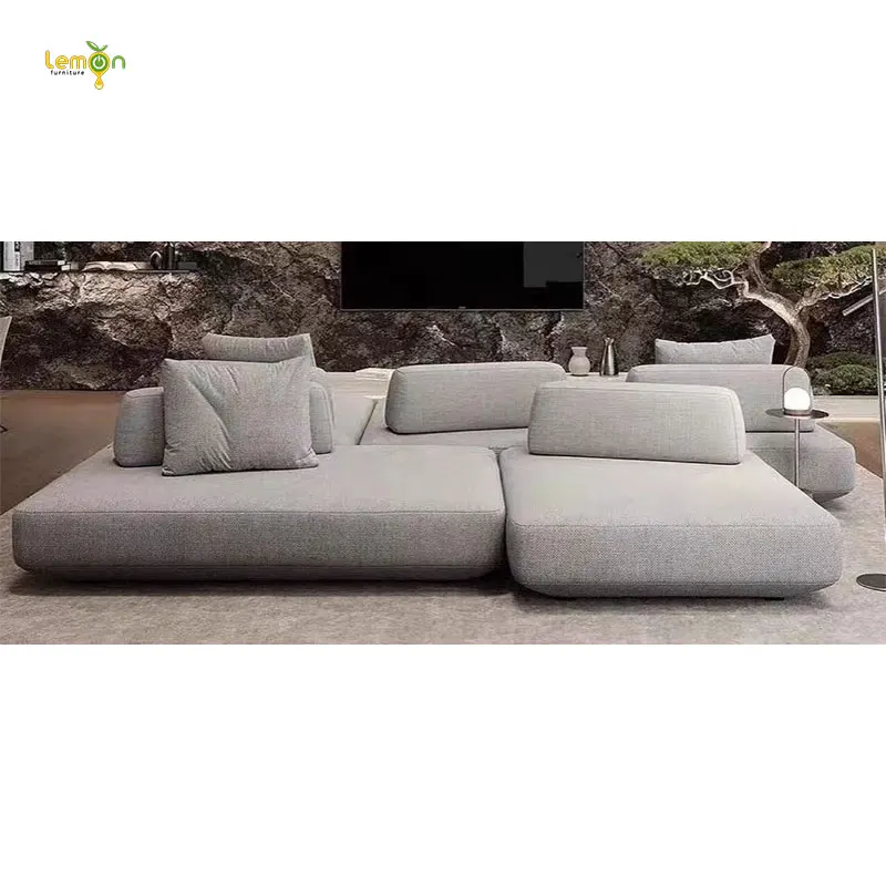 Italian minimalist living room free combination armless modular fabric sofa modern and simple