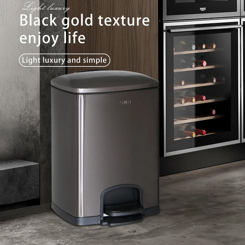 Leasylife 8L 12L large capacity pedal trash can stainless steel square trash can with lid