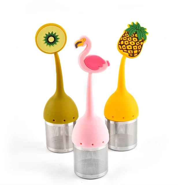 100%Food Grade Silicone carton Shape Handle and Stainless Steel Bottom Tea Infuser Strainer for Loose Leaf or Herbal Tea