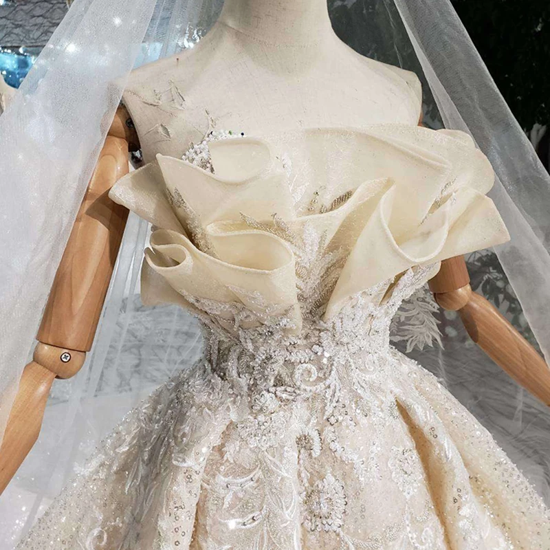 LS11503 Jancember sexy pattern applique beaded long train wedding gown dress bridal