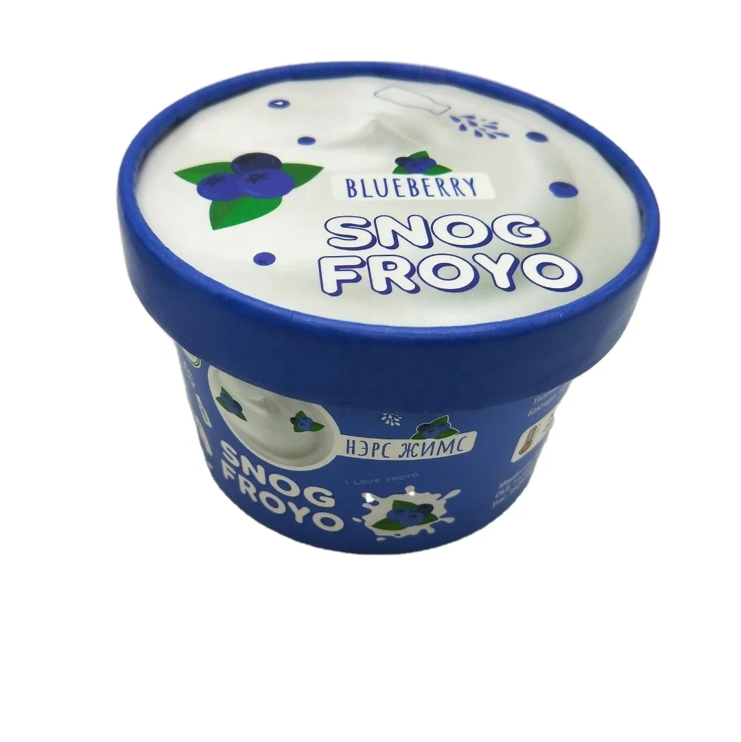 ice cream packaging containers 500ml frozen yogurt packaging cup custom print gelato cups ice cream cup with dome lids