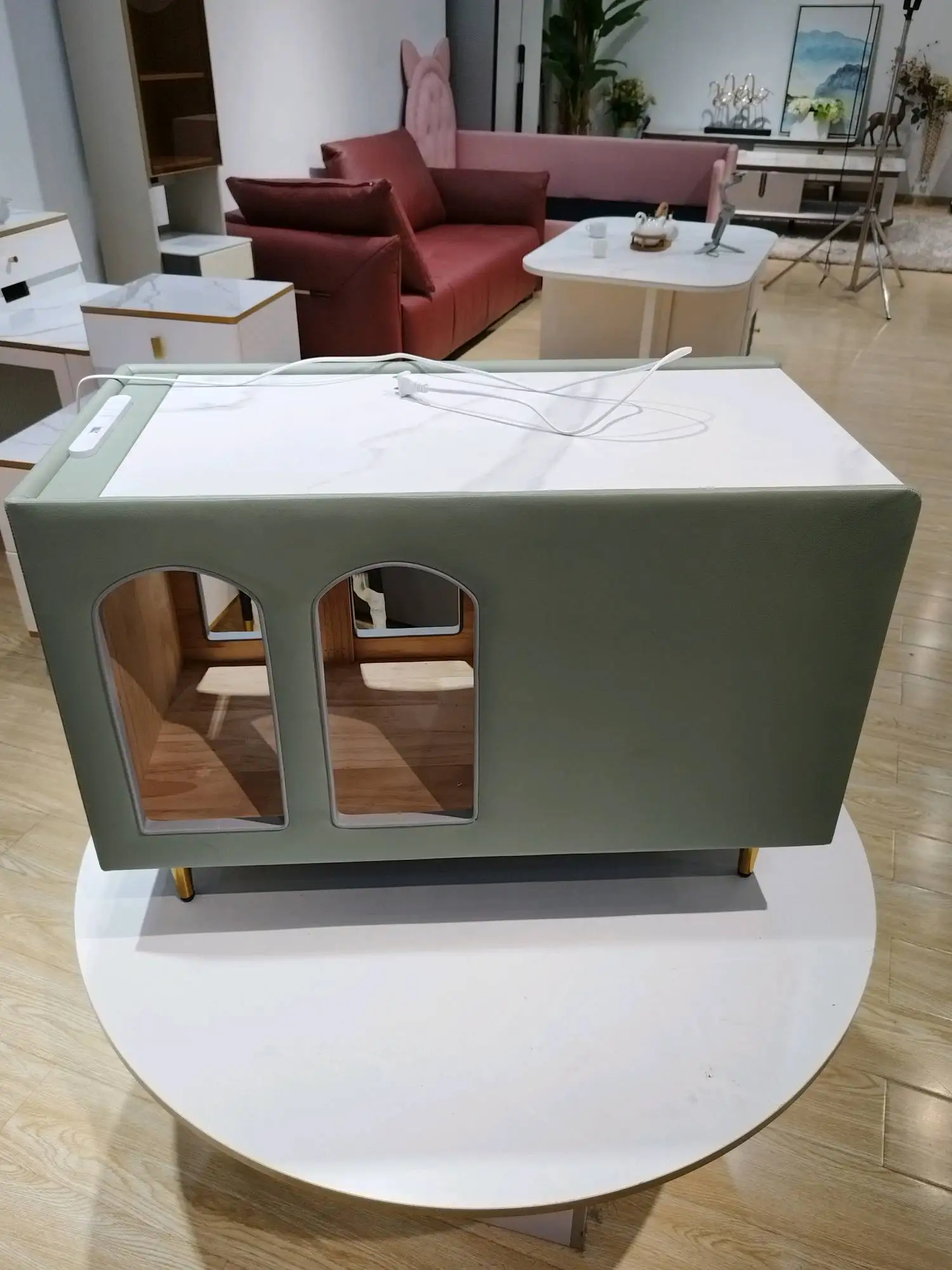 Leather wrap Simple modern drawer locker Coffee table Living room furniture Cabinet next to the sofa