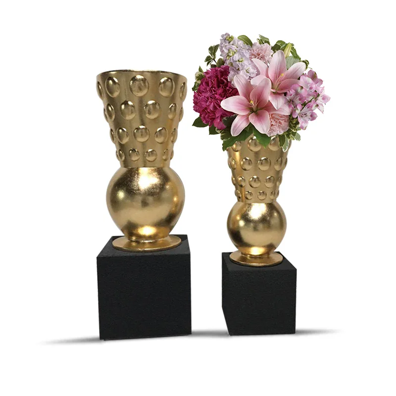 80/100/130cm Gold and White Trumpet Vase Tall Floor High Decorative Vases for Flowers Wholesale Vase for Flower Arrangement