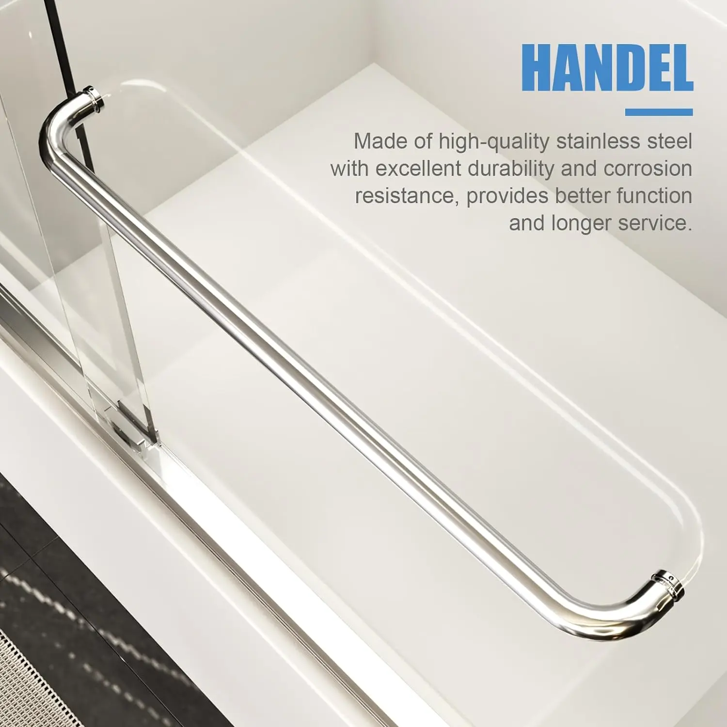 Double Sliding Semi Frameless Tub Shower Door with 1/4 Inch (6mm) Thick SGCC Tampered Glass 60W x 58H Bathtub Shower Door