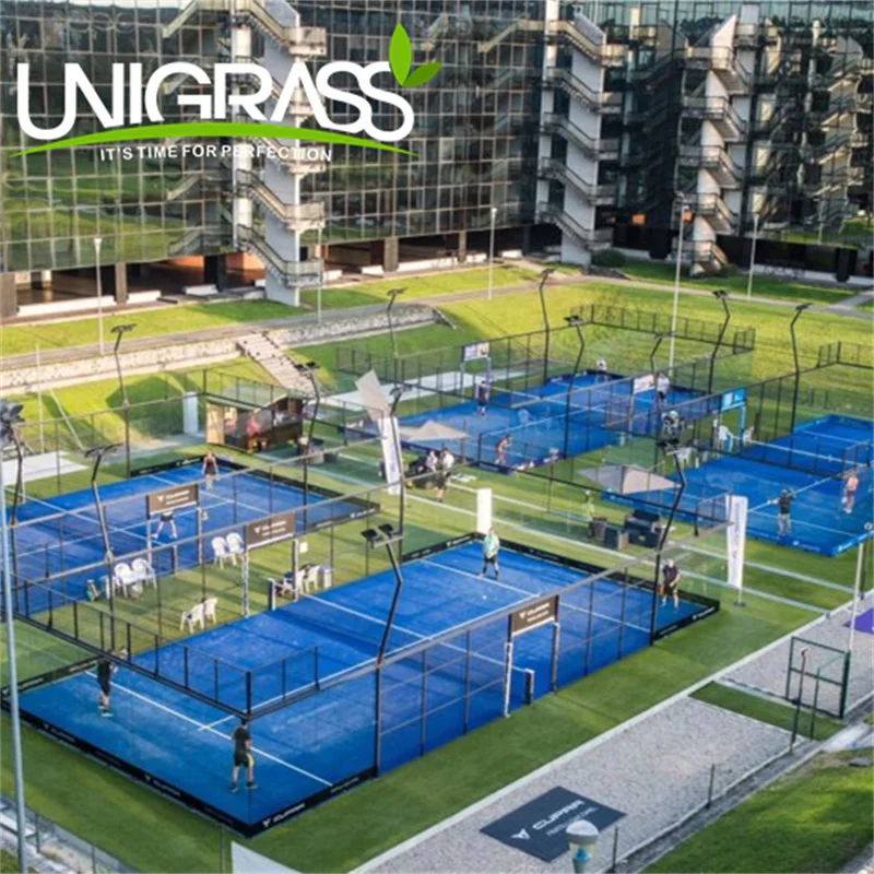 china supplier price High Quality indoor 10*20m Panoramic Padel Tennis Court Led Light green black artificial grass Padel Courts