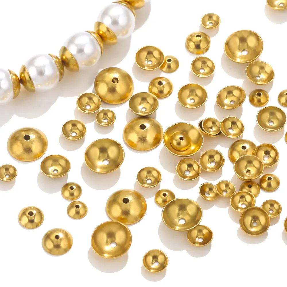 Silver Gold stainless steel spacer beads for jewelry accessory making pearl flower spacer beads round DIY hand make spacer