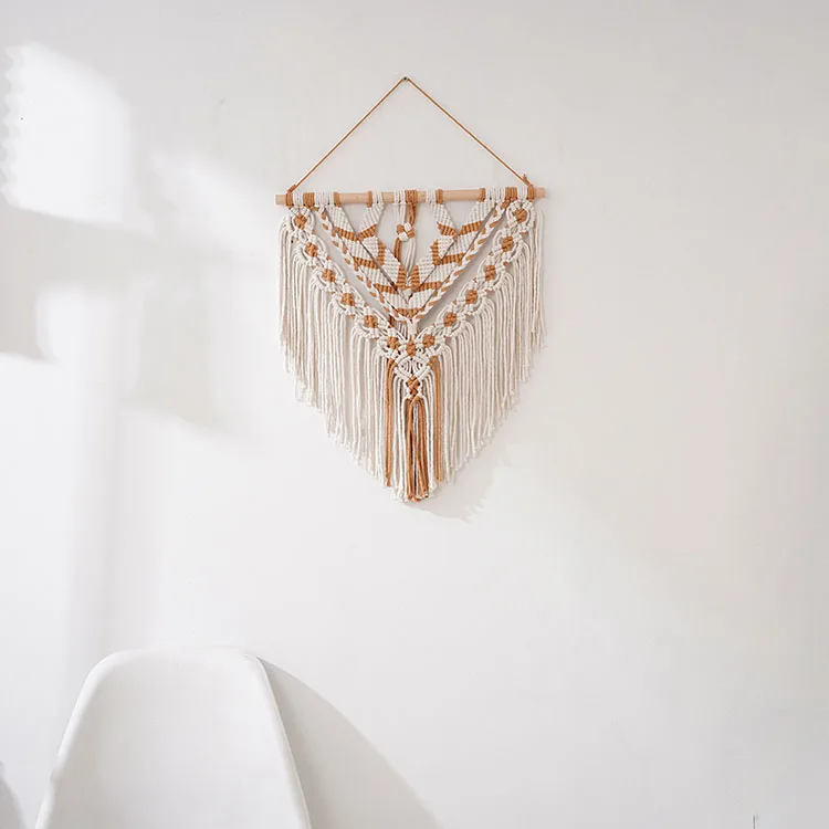 Simple hand woven Macrame Bohemian style home homestay indoor living room bedroom wall hanging decorative tapestry