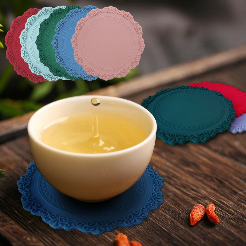 hot round silicone mug coaster coffee cup coaster pad mat