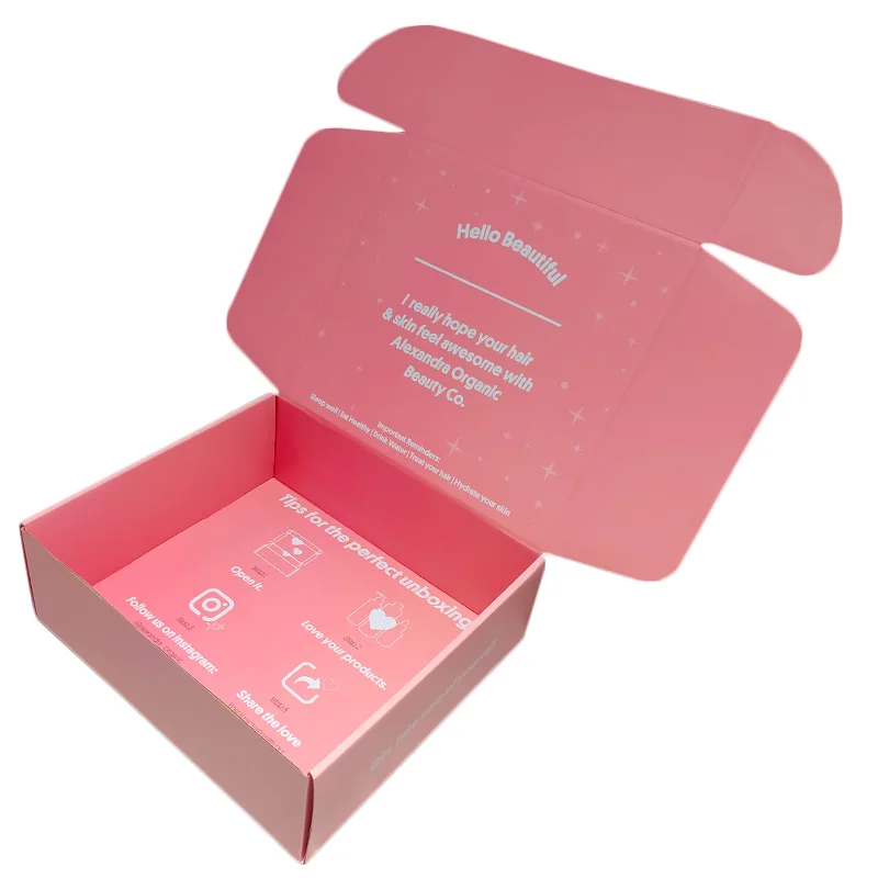 Custom Logo Cardboard Cartons Shipping Mailer Box Pink Cosmetic Set Cosmetics Mailing Skin Care Corrugated Packaging Boxes