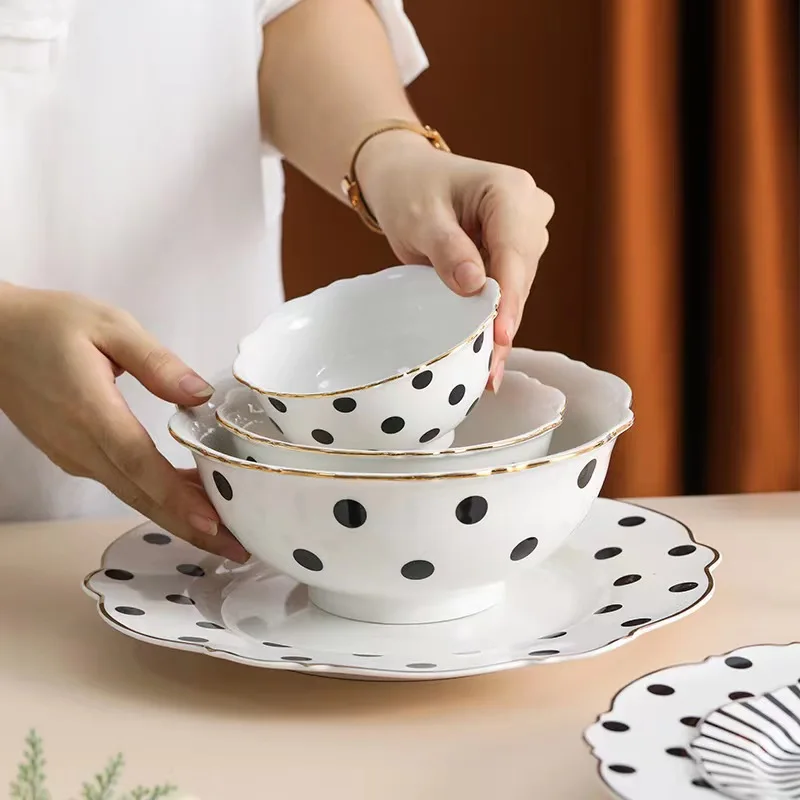 2024 Nordic Cream Simple Style Ceramic Dinnerware Set Sale By Piece And Sets Of Bowls & Dishes & Plates For Home Dining Room