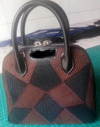 PoPular style 100% genuine salmon leather jointed colorful  handbag for lady
