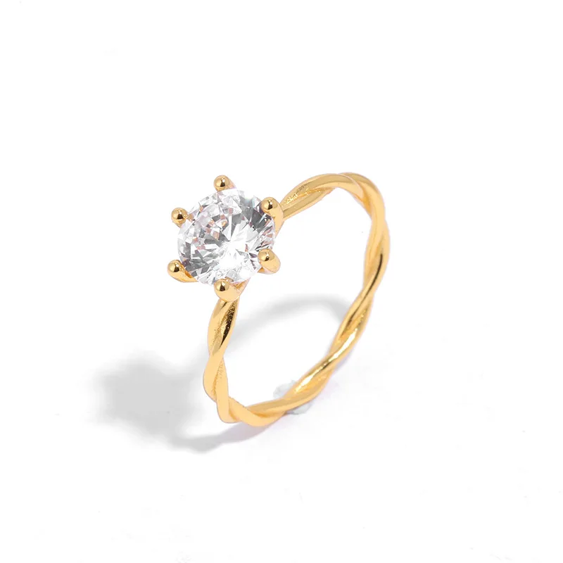 dainty price 925 sterling silver gold plated rings diamond rings jewelry women 18k gold twist ring